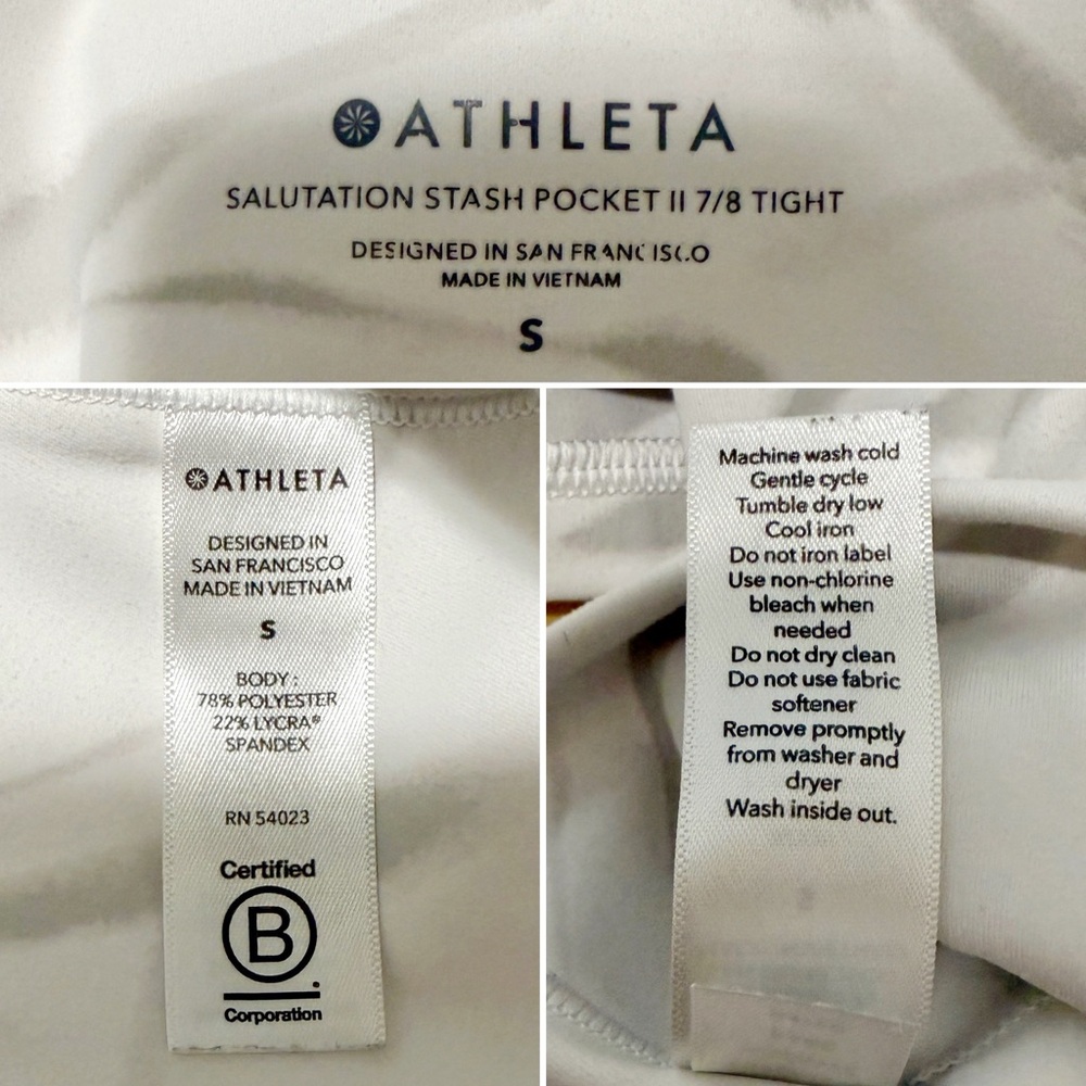 Athleta White and Gray Tiger Print Salutation Stash Pocket II 7/8 Legging Size S - Picture 9 of 9